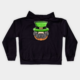 Kawaii Pug With Red Beard And Green Hat For St. Patricks Day Kids Hoodie